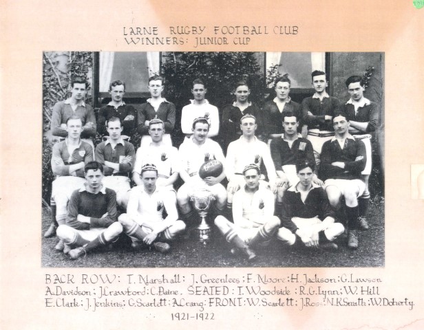Larne Rugby Football Club Junior Cup Winners 1921-22 (Larne Museum Collection)