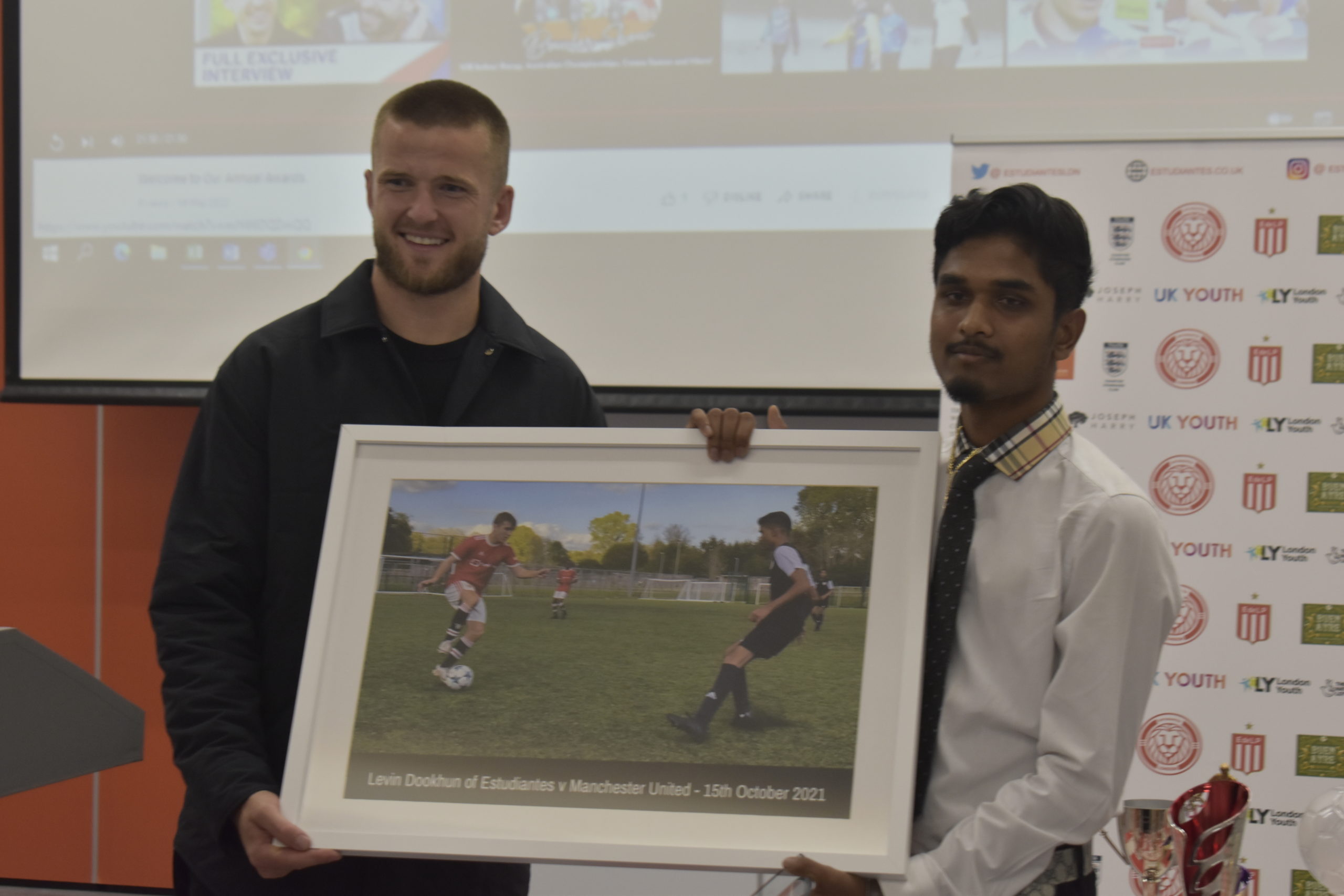 Eric Dier drops in at local football group to present awards