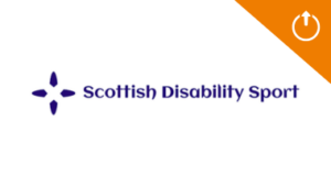 scottish disability sport logo and orange inclusion links triangle