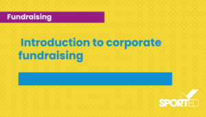 Yellow background with blue text reads introduction to corporate fundraising