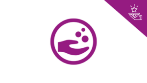 fundraising member benefit graphic purple circle with hand and coins