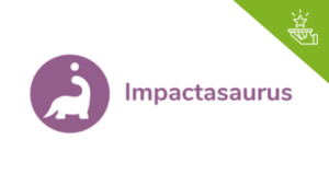 impactasaurus logo with dinosaur graphic and green member benefit triangle