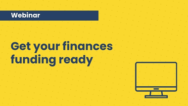 yellow background, image of computer. 'Get your finances funding ready'