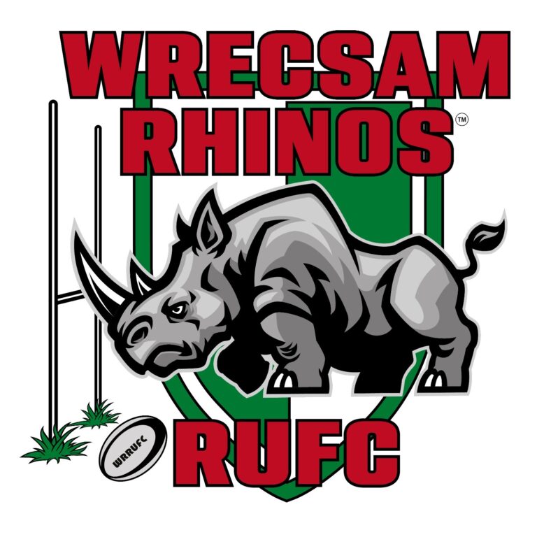 Wrecsam Rhinos logo with a cartoon rhino