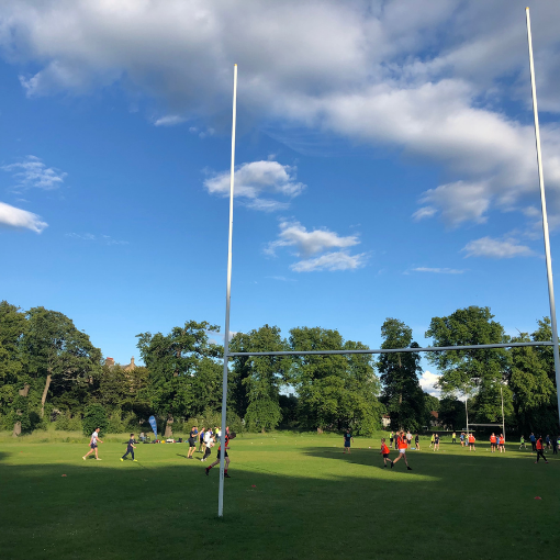 Rugby posts in park