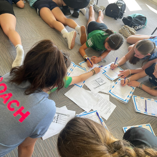 Young people lying on the floor making plans