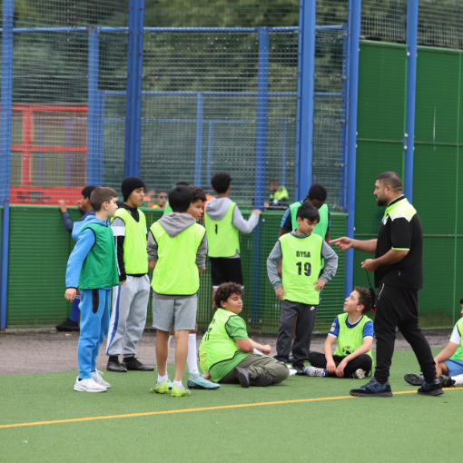 Group of boys with a coach