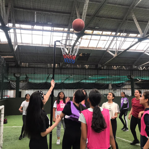Group of girls playing netball