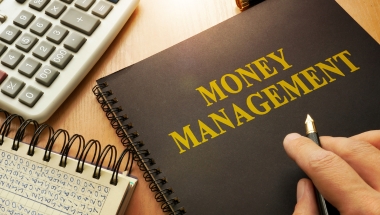 money management folder, calculator