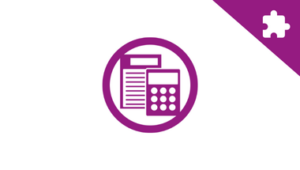 Purple circle with two purple calculator graphics. purple triangle with jigsaw piece graphic